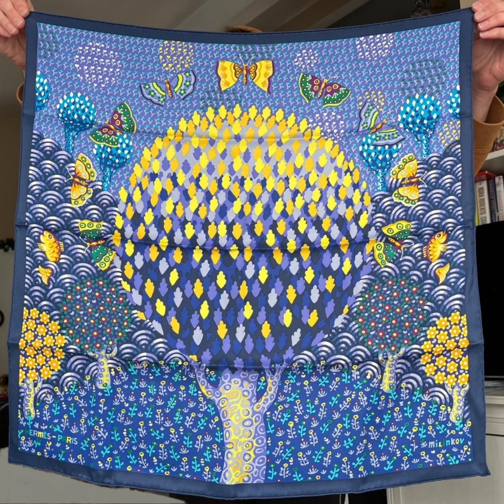 100% Hermes Authentic Les Ailes Pleines Des Joie Silk Scarf